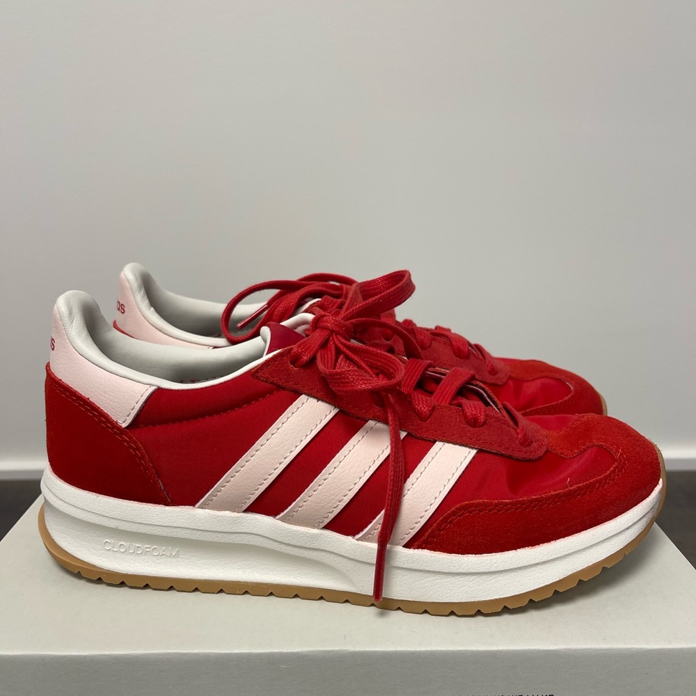 Adidas Red & White Cloudfoam Retro Sneakers | Women’s Athletic Shoes